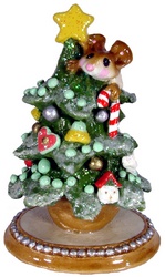 Child mouse climbing Christmas tree