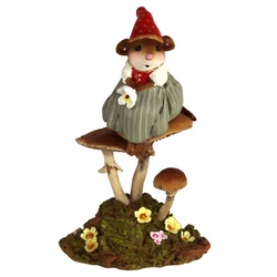 Girl gnome  mouse perched on mushroom