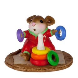 Baby mouse playing with classic ring toy