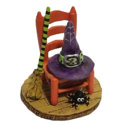 Witchy's Hip Hat & Broom with wooden chair