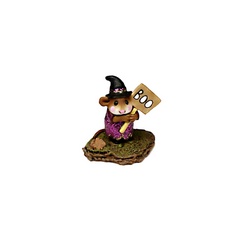 Mini Little Boo-Boo witch holding sign
