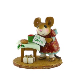 Mother mouse leaving a drink and cookies for Santa