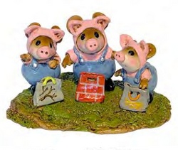 Three little mice dressed as the three little pigs! 