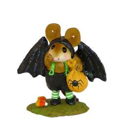 Mouse dressed for Halloween with Bat wings