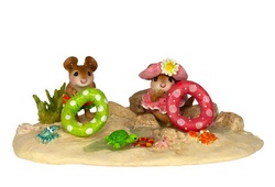 Little beach babies-mice with their colorful floaties have found a tide pool with everything kids love!