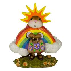 Female mouse dressed as sun and rainbow