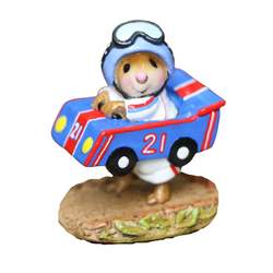 Mouse in race car costume