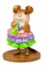 Dressed in her best frills, little mousey is ready for her party and toots her birthday party horn with delight! 