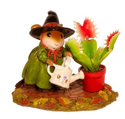 Mouse Witch watering her Venus Flytrap