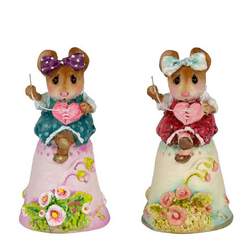 Wee Miss Mousey sits on her thimble, patiently stitching together a broken heart with threads of love.